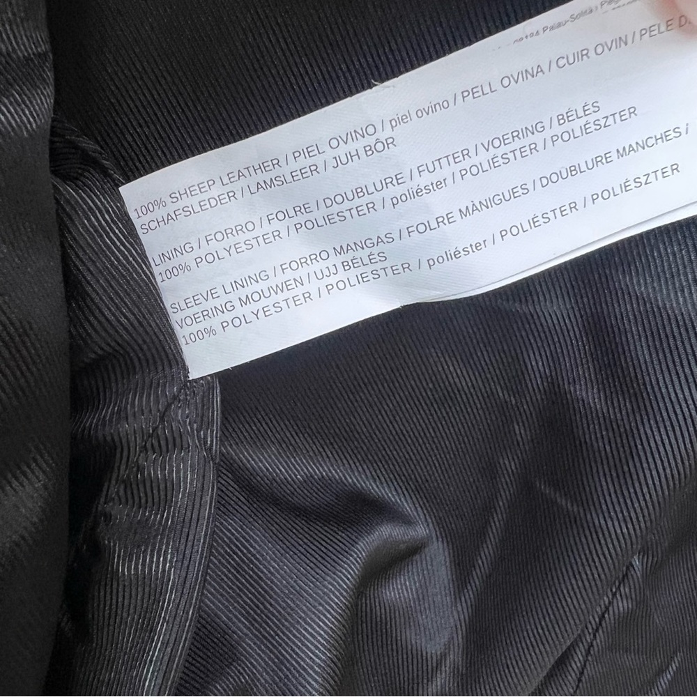 Mango Leather Jacket Bomber Flat Front Black Slee… - image 7